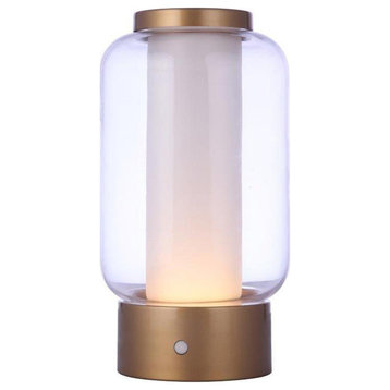 Rechargable Portable 1 Light Table Lamp, Painted Satin Brass