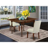 3-Piece Table Set Table, 2 Parson Dining Chairs-Cream Fabric, Drop Leaf Table