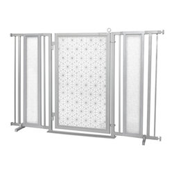 Fusion Gates - Fusion Gate with Linear Lace Design, Satin Nickel, 60"-65" - Dog Gates