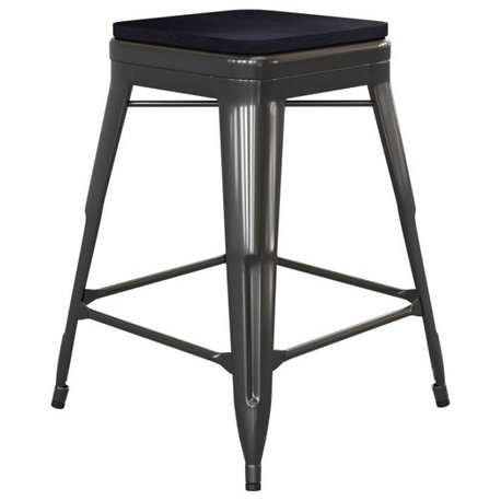 4PK 24" Black Stool-Black Seat