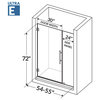 Swing Out Shower Door Ultra-E, Brushed Nickel, 54-55"x72"