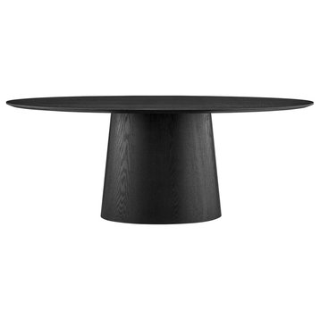 The Orbita Dining Table, 79", Matte Black, Transitional, Oval