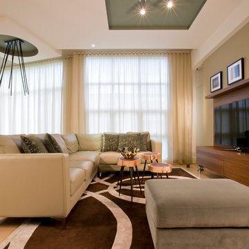 Open Living Space with Leather Sectional