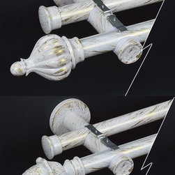 Double curtain rod set in white brush gold color - Products