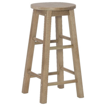 Linon Sims Wood Round Counter Stool in Washed Gray
