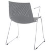 Lumisource Matcha Chair, Chrome and Gray, Set of 2