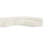 Meridian Furniture - Arc Velvet Upholstered 6-Pc. U-Shaped Modular Sectional, Cream - Give your living room or den the perfect blend of style and versatility with this Arc velvet fabric curved modular Sectional. Part of the Arc modular furniture collection, this Sectional comes upholstered in rich cream velvet fabric and features deep channel tufting that adds a touch of luxury while enhancing comfort and support. A seamless combination of form and function, this chair can be used with other Arc pieces to create a myriad of configurations in your well-curated room.