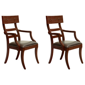 Aspen Mahogany & Leatherette Upholstered Host Armchairs, Set of 2
