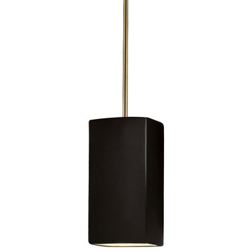Rectangle Pendant, Carbon Matte Black, Antique Brass, Integrated LED