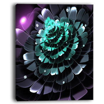 "Purple Blue Digital Art Fractal Flower" Large Canvas Print, 12"x20"