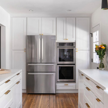 Transitional facelift for a kitchen, 2 bathrooms & the playroom in Sherman Oaks