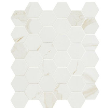 Eden Calcatta 2X2 Hexagon Matte Porcelain Mosaic, 8 Sheets