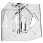 Hudson Valley Lighting - Travis 4-Light Flush Mount Acrylic Shade, Polished Nickel - Mixing the timely with the timeless, American designers created an ultra glamorous look that defines the silver screen's golden age. Travis draws inspiration from Hollywood Regency style by encasing a sleek and elegantly proportioned chandelier in a cut and polished cube of modern acrylic.