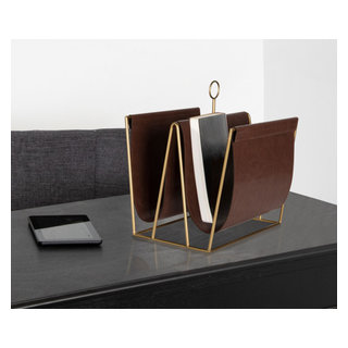 Kate and Laurel Alton Metal and Faux Leather Magazine File Holder -  Contemporary - Magazine Racks - by Uniek Inc. | Houzz