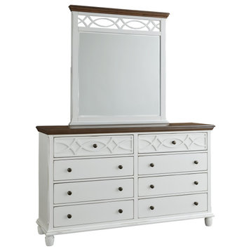 Granada Dresser and Mirror, Oak Brown & Vanilla White