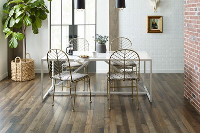 Example of an eclectic dining room design in Raleigh