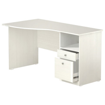 55" Espresso Computer Desk With Two Drawers, White