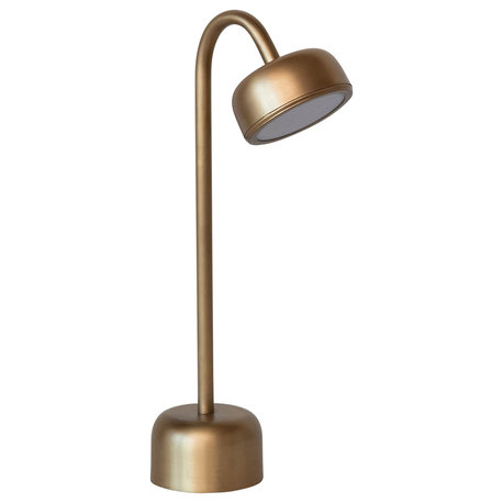 Metal LED Table Lamp With Touch Sensor, Antique Brass Finish