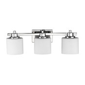 Solbi 3-Light Chrome Finish Bath Vanity Wall Fixture White Alabaster Glass 24"
