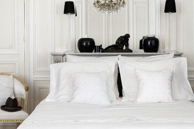 Transitional bedroom in Paris.