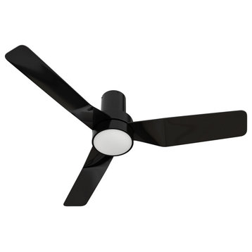 CARRO 44" Flush Mount Ceiling Fan with Dimmable LED and Remote Control, Black