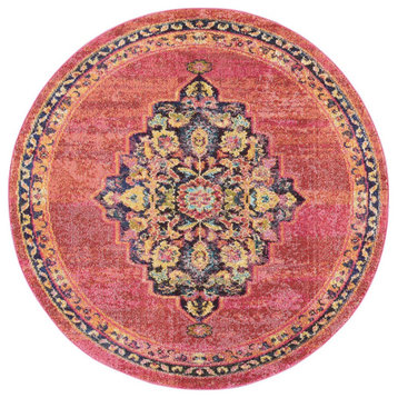 Nourison Passionate Area Rug, Pink Flame, 7'10" Round