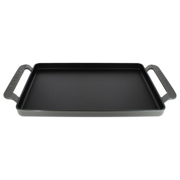 Chasseur 14" Caviar-Grey Rectangular French Enameled Cast Iron Griddle