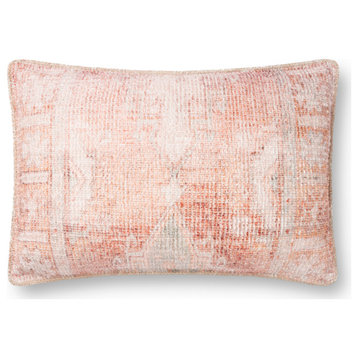 Loloi P0849 Decorative Throw Pillow, Rust, 16"x26", Down/Feather