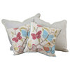 18" Butterfly Flowers Pillows, Set of 2