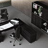 Ford Executive Modern L-Shaped Desk With Filing Cabinet and Return, Right Return