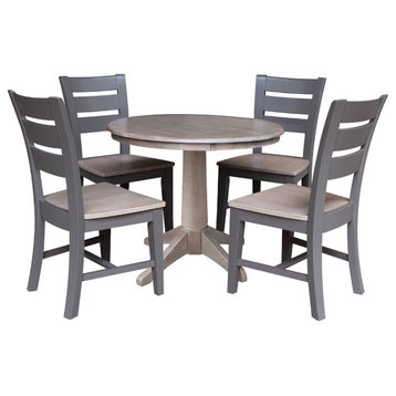 36" Round Top Pedestal Table with 4 Chairs