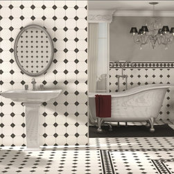 Regent Black and White Border Victorian Style Tiles - 床＆壁タイル