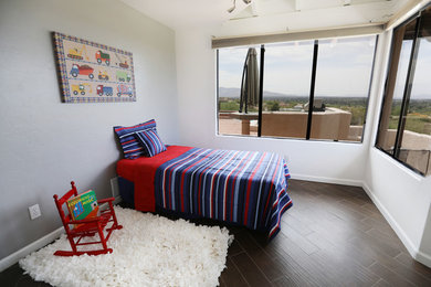 Example of a transitional home design design in Phoenix