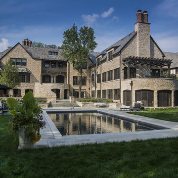 Backyard Stone Patio with Pool