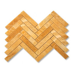 Honey Onyx Large herringbone stone mosaic tile - Mosaic Tile