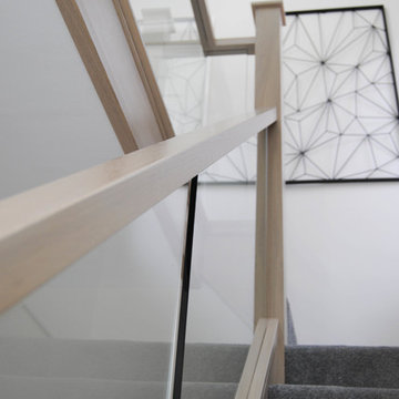 Grey Stained Oak and Glass Staircase