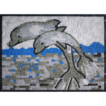 Nautical Mosaic - Two Grey Dolphins