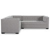 L-Shaped Sectional Sofa, Tufted Upholstered Seat & Shelter Arms, Platinum/Linen