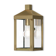 LIVEX LIGHTING 20581-01 Nyack 1-Light Outdoor Wall Lantern, Antique Brass
