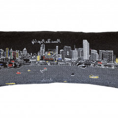 Black As Vegas Nighttime Skyline Rectangular Lumbar Pillow HomeRoots Color: Cream