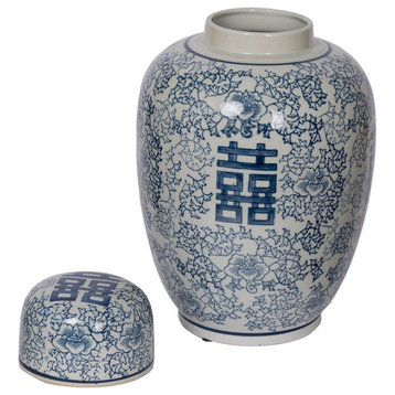 Berit Decorative Jar or Canister, Blue and White