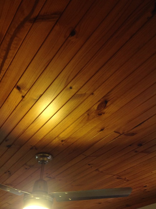 Painting Shiny Wooden Ceiling To White