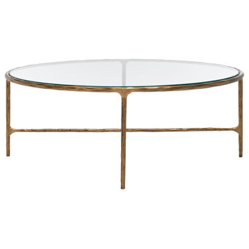 Safavieh Couture Jessa Oval Metal Coffee Table, Brass