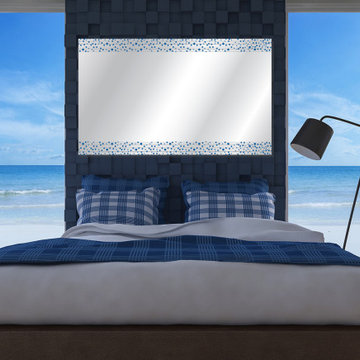 Blue Bubbled Double Boarded Digital Imaged Wall Framed Mirror