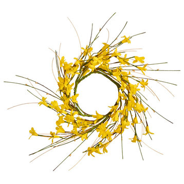 Forsythia Candle Ring With 4.25" Inner Diameter, Set Of 2