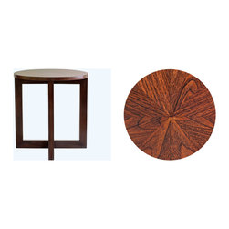 Metaphor | Round Wooden Side Table with Sunburst Top - Side Tables And End Tables
