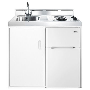 Summit C39EL 39"W All-In-One Kitchenette - White / Stainless Steel