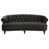 La Rosa Victorian Chesterfield Tufted Sofa, Charcoal Grey Velvet