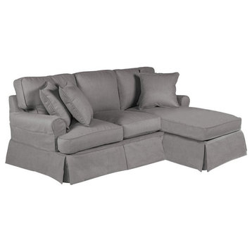 Sunset Trading Horizon T-Cushion Fabric Sectional Chaise Sofa Slipcover in Gray