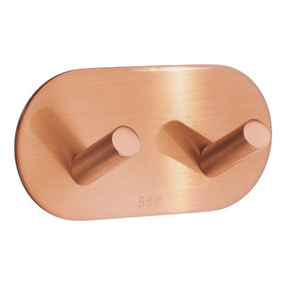 Kyra Round Double Wall Hook, Brushed Copper - Contemporary - Wall